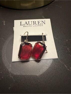 LAUREN Ralph Lauren Gold-Tone Earrings with Deep Red Crystal Drops